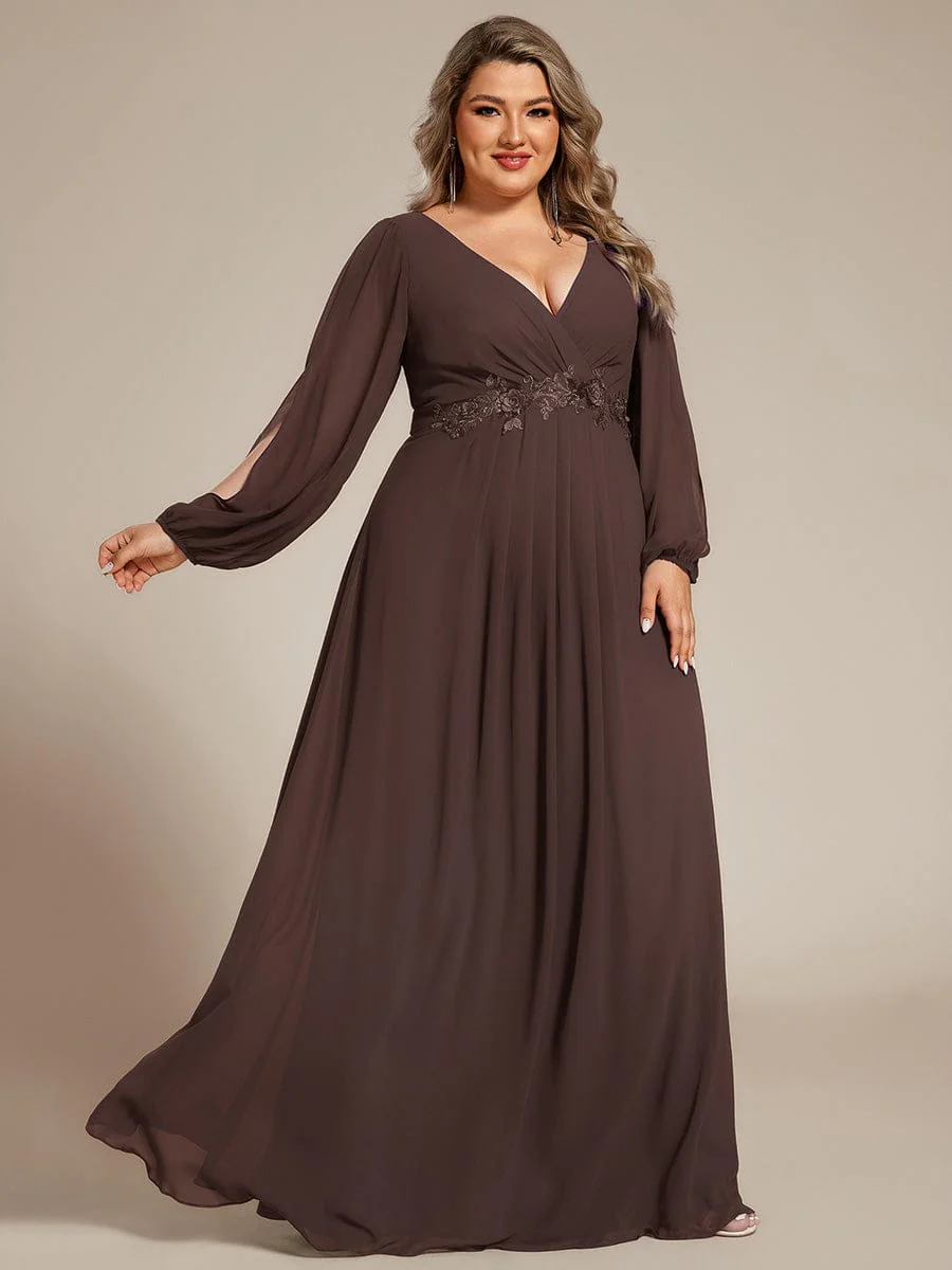 pretty AMOUR | Plus Size Chiffon Evening Dress with Lantern Sleeves - Image 97