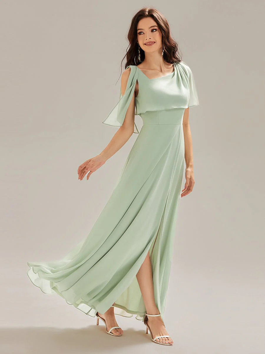 ever SABRINA|High Slit Chiffon Bridesmaid Dress - Image 4