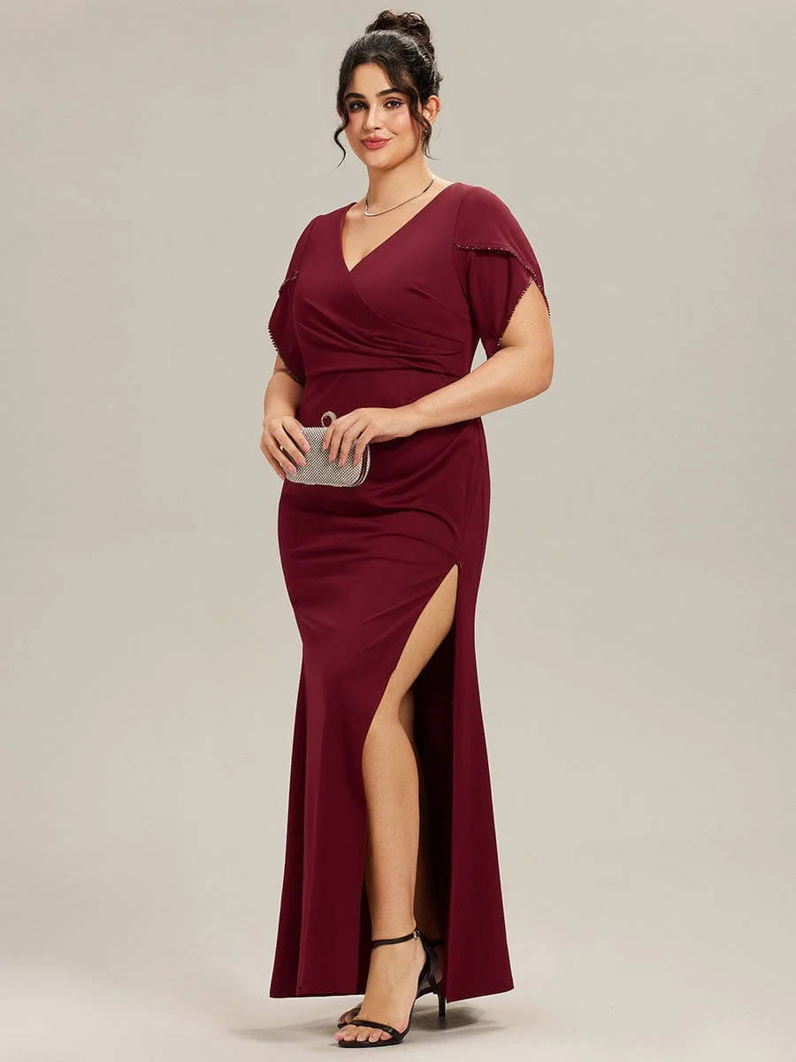ever EZRA|Thigh-High Slit Tulip Sleeve Evening Dress - Image 12