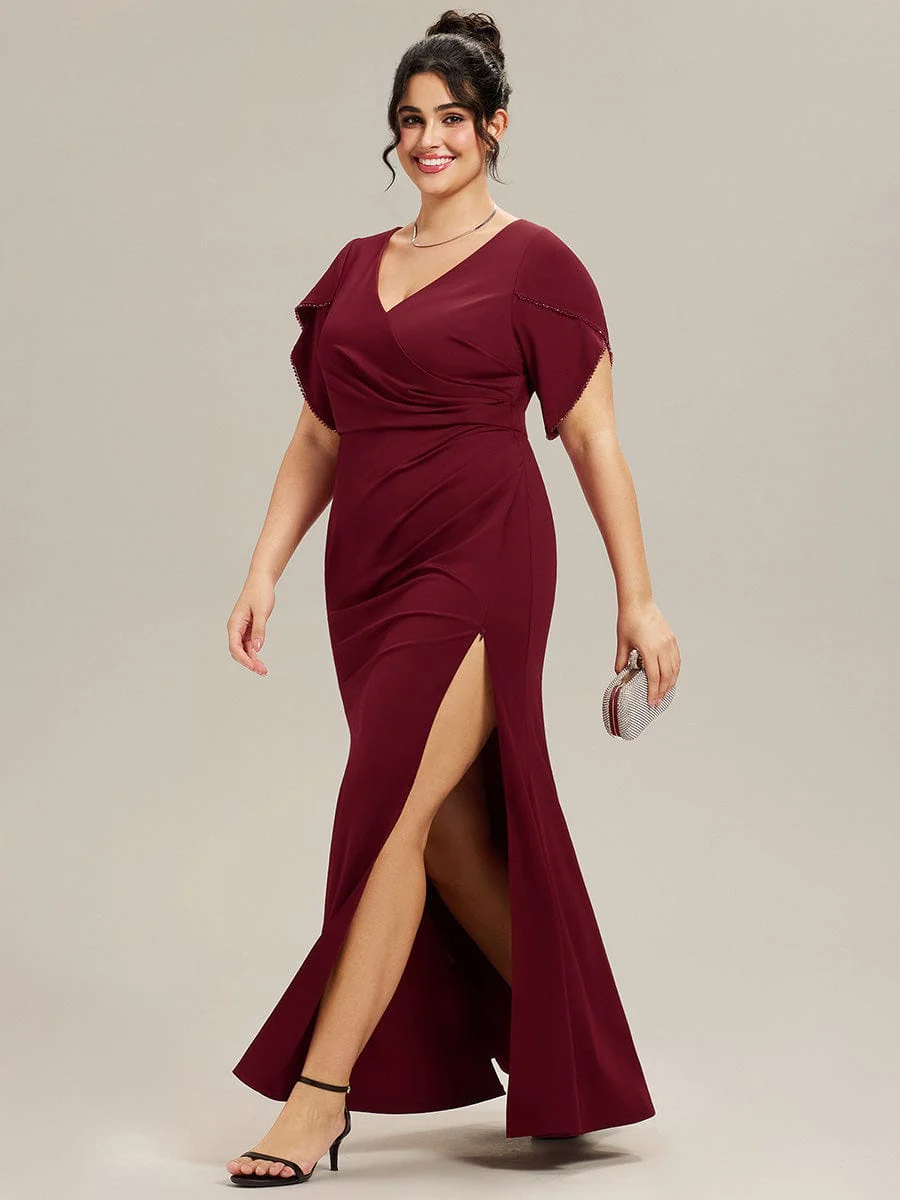 ever EZRA|Thigh-High Slit Tulip Sleeve Evening Dress - Image 13