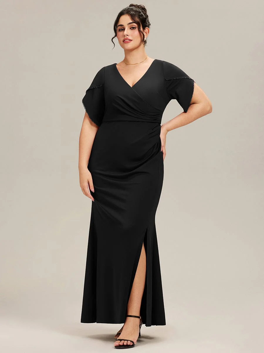 ever EZRA|Thigh-High Slit Tulip Sleeve Evening Dress - Image 19