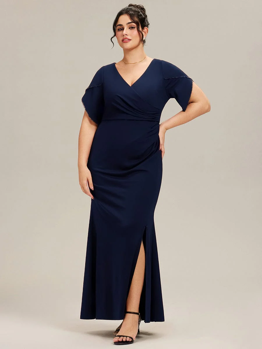 ever EZRA|Thigh-High Slit Tulip Sleeve Evening Dress - Image 26
