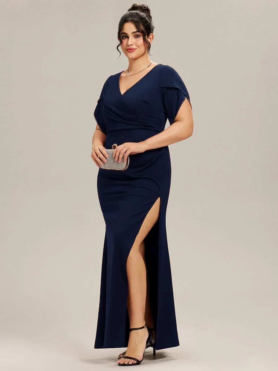 ever EZRA|Thigh-High Slit Tulip Sleeve Evening Dress - Image 29