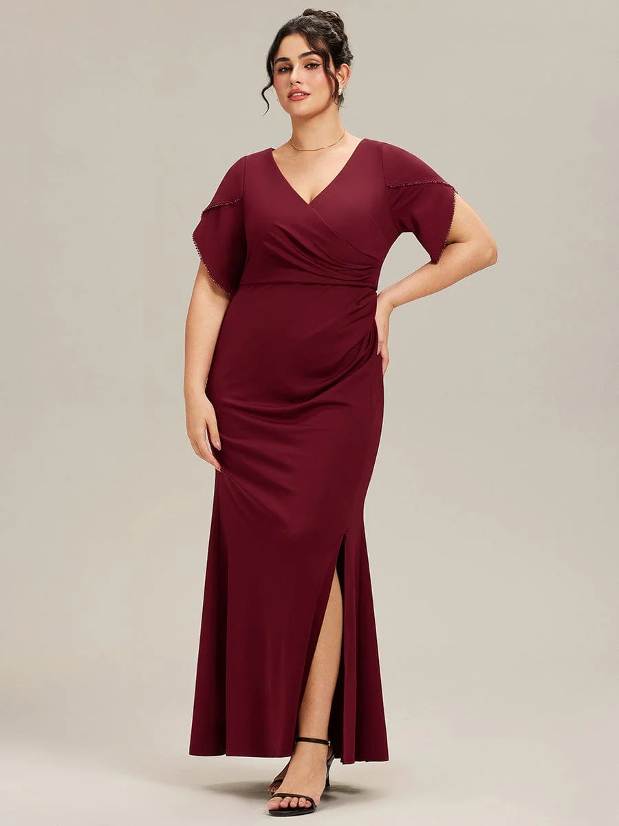 ever EZRA|Thigh-High Slit Tulip Sleeve Evening Dress - Image 9
