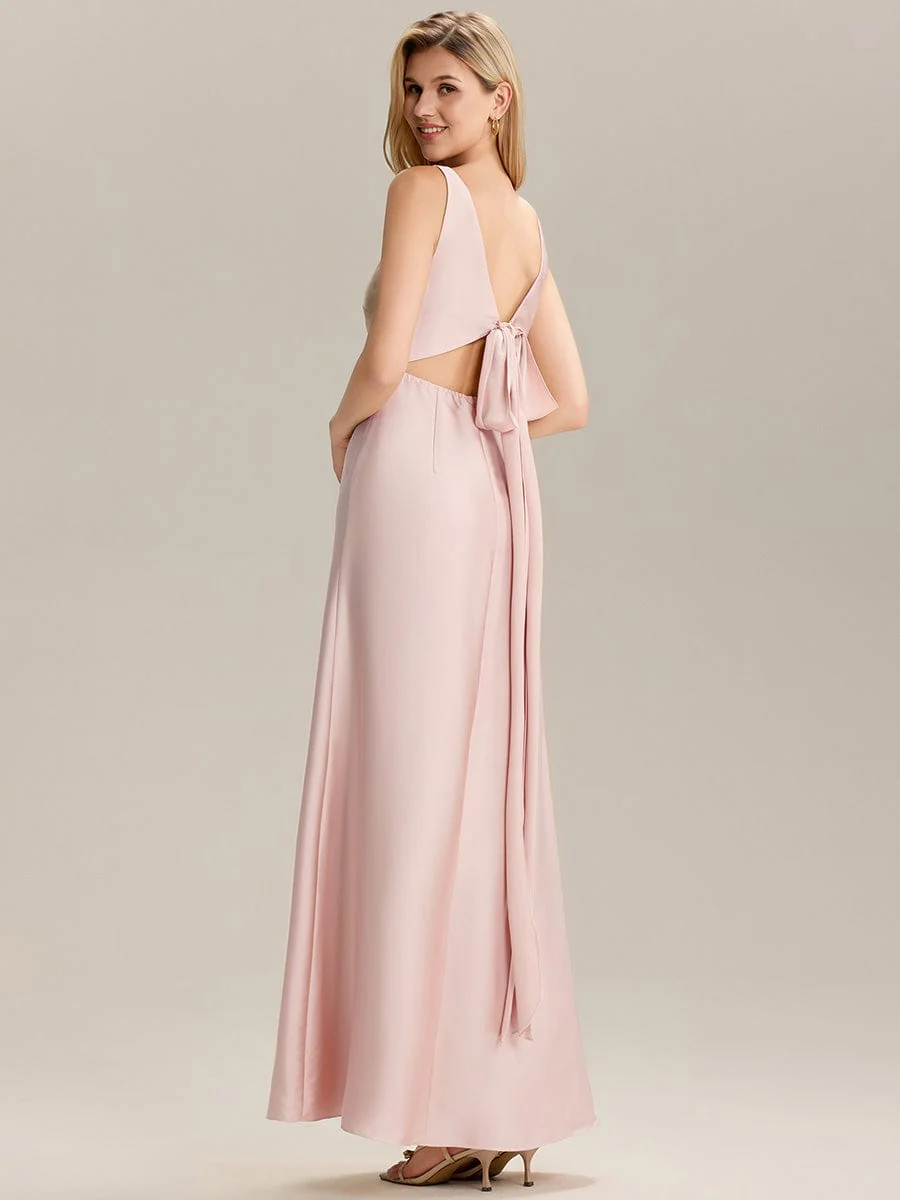 ever LINNEA|Tie-Back Satin Sleeveless Bridesmaid Dress - Image 13