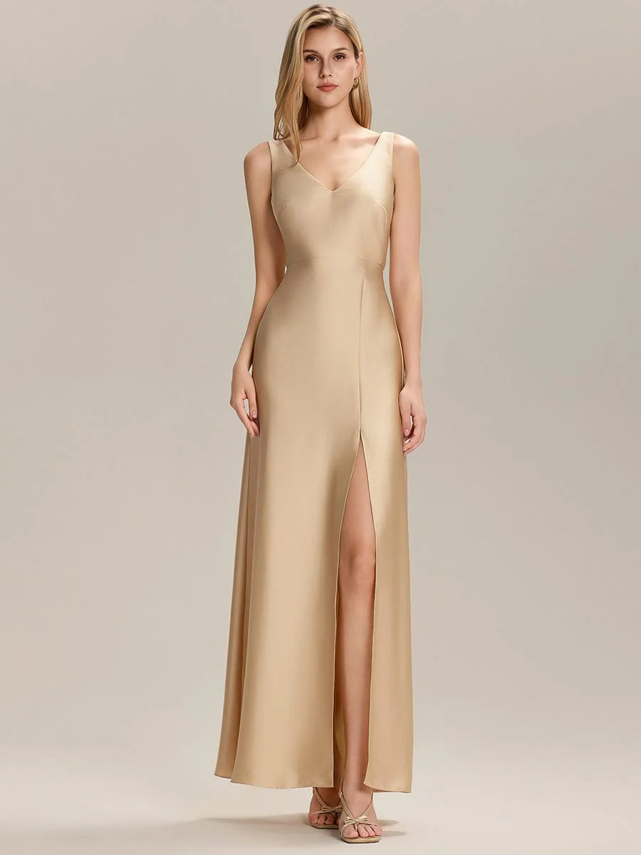 ever LINNEA|Tie-Back Satin Sleeveless Bridesmaid Dress - Image 4