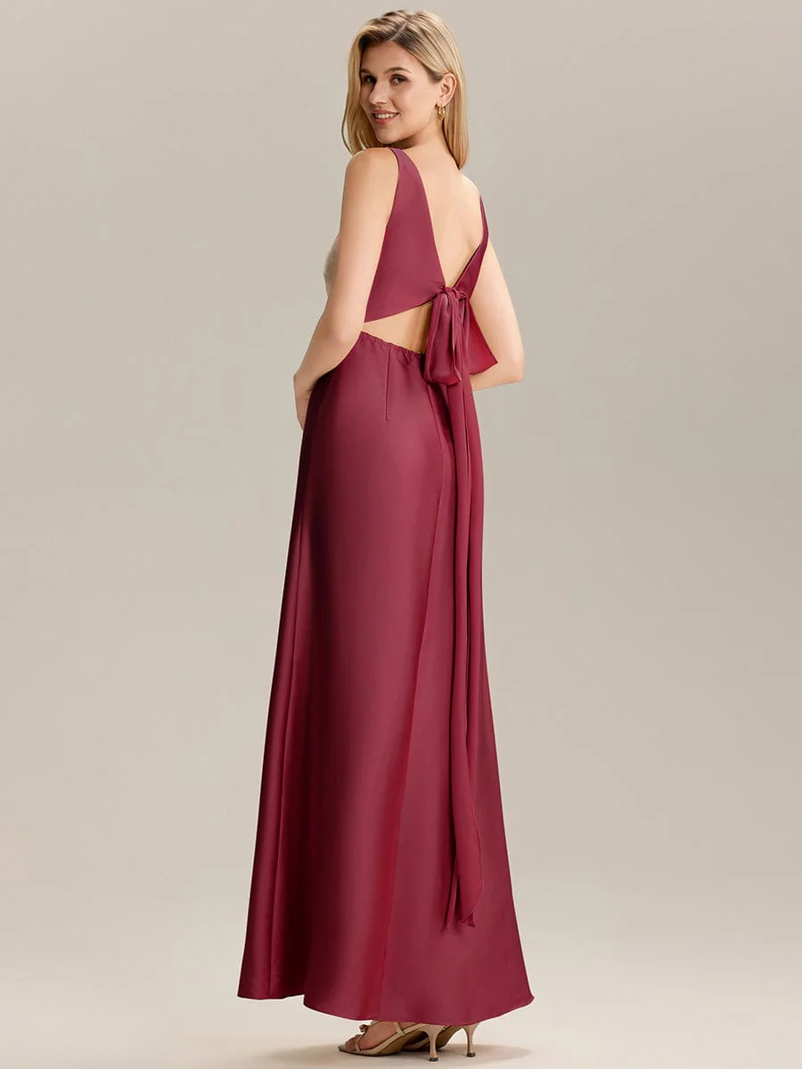 ever LINNEA|Tie-Back Satin Sleeveless Bridesmaid Dress - Image 7