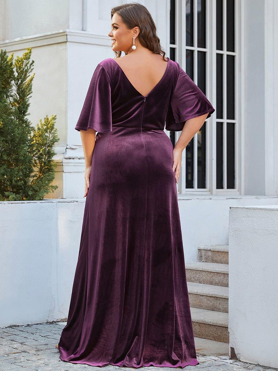ever REINE|Trendy Double V Neck Velvet Wedding Guest Dress - Image 39
