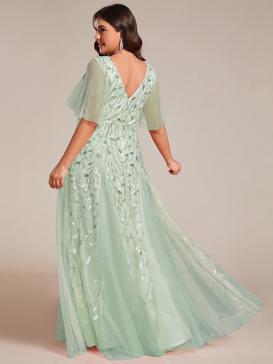 ever ASTRAL|Romantic Shimmery V Neck Ruffle Sleeves Maxi Long Evening Gowns - Image 113