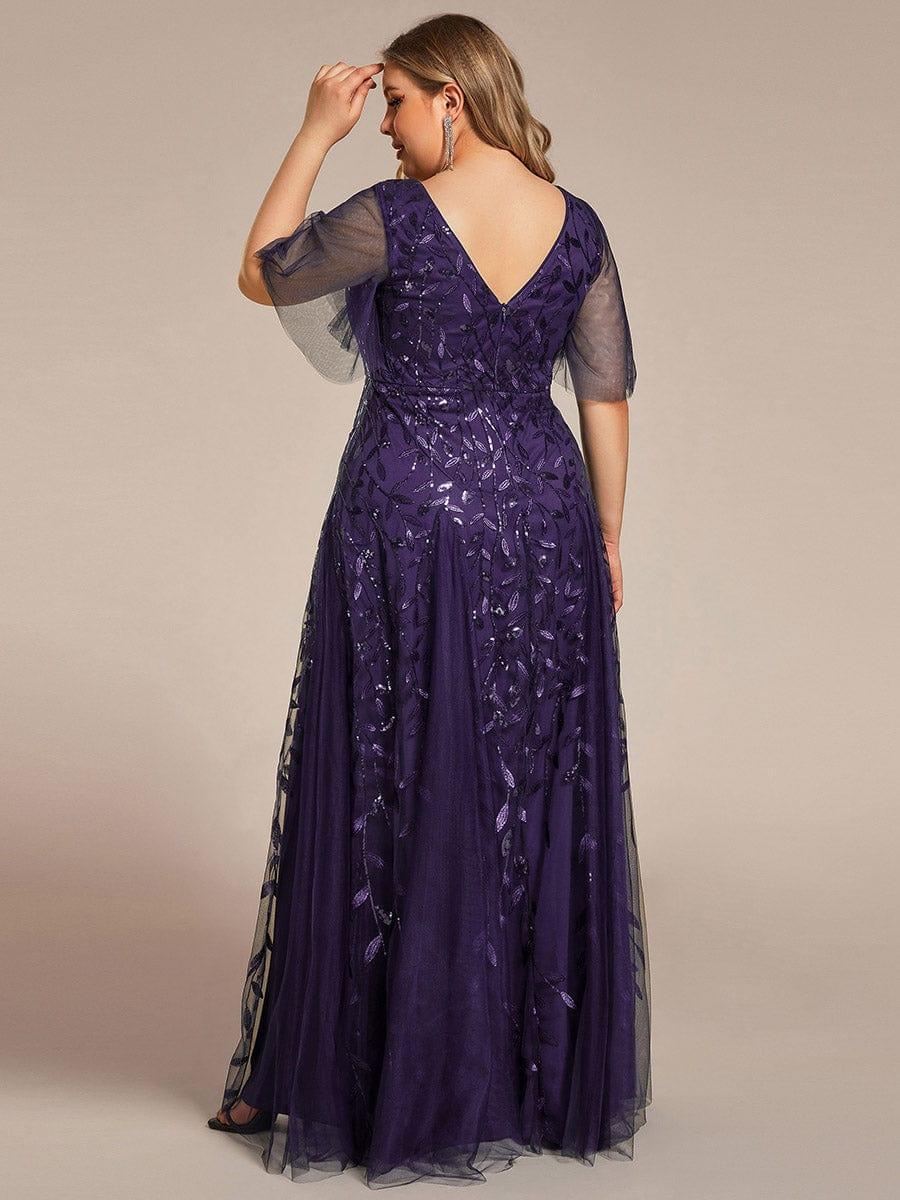ever ASTRAL|Romantic Shimmery V Neck Ruffle Sleeves Maxi Long Evening Gowns - Image 151