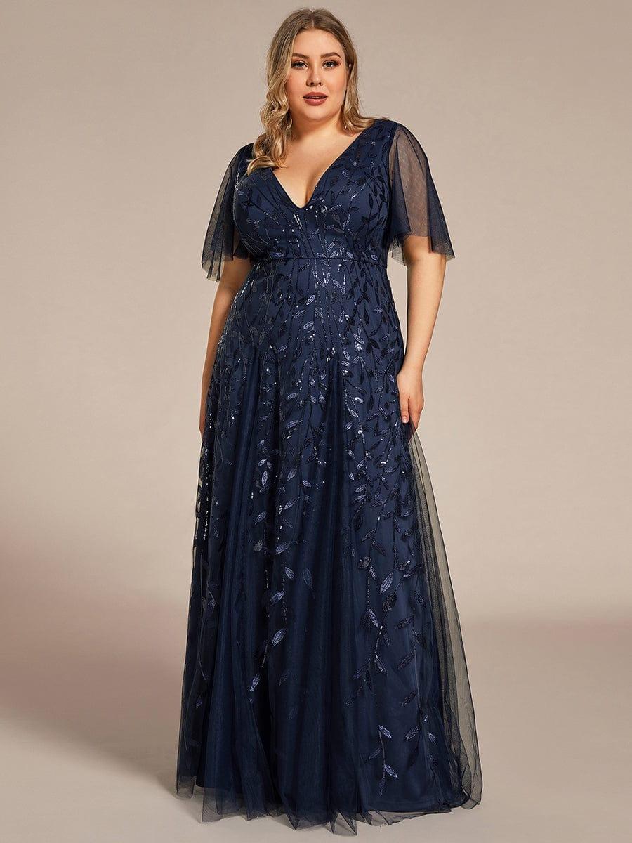 ever ASTRAL|Romantic Shimmery V Neck Ruffle Sleeves Maxi Long Evening Gowns - Image 63