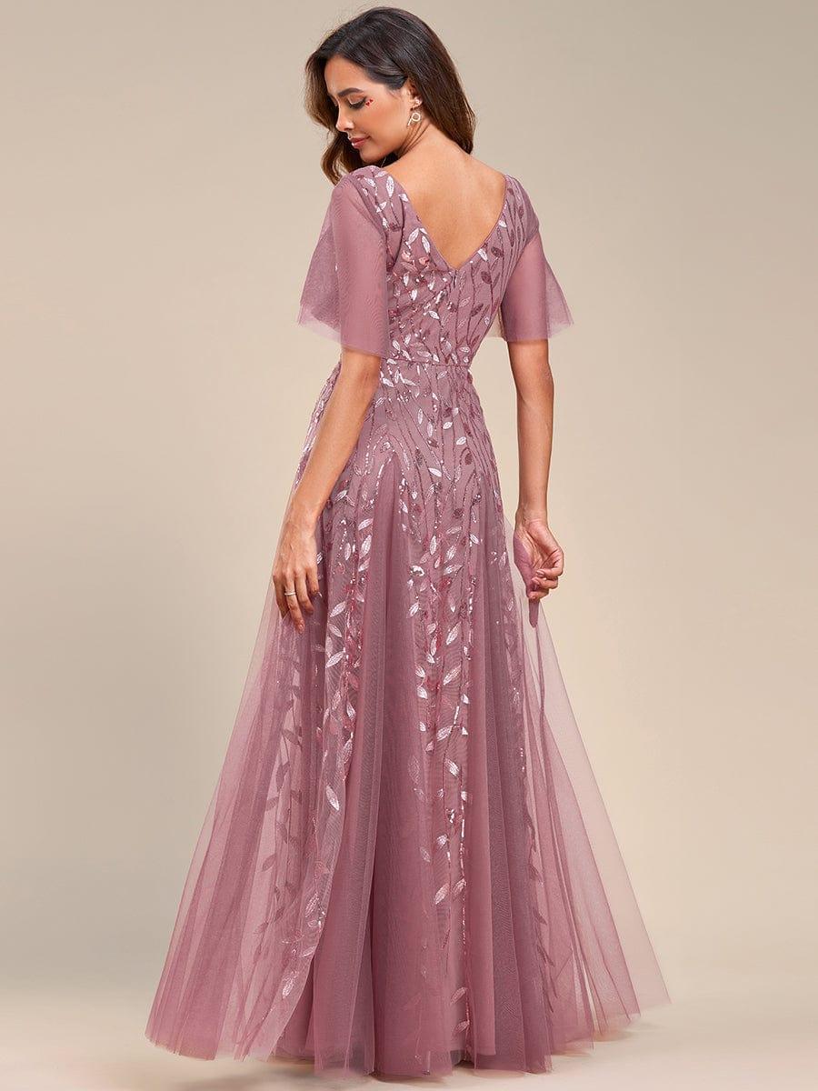 ever ASTRAL|Romantic Shimmery V Neck Ruffle Sleeves Maxi Long Evening Gowns - Image 66
