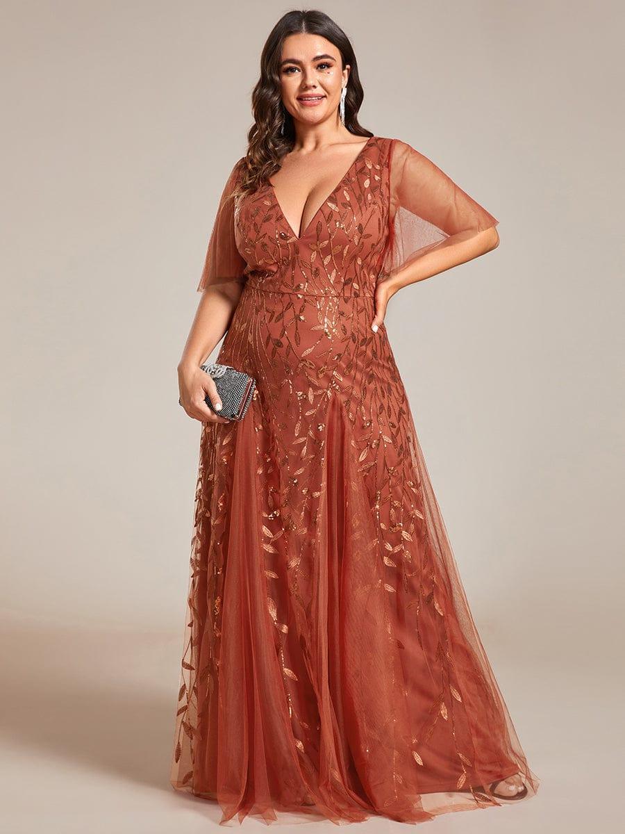 ever ASTRAL|Romantic Shimmery V Neck Ruffle Sleeves Maxi Long Evening Gowns - Image 80