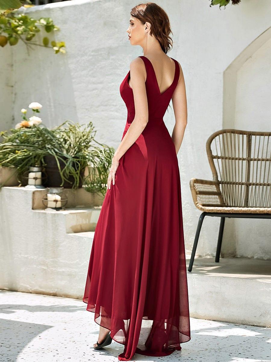 V-Neck High-Low Chiffon Evening Dress(Final Sale) - Image 10