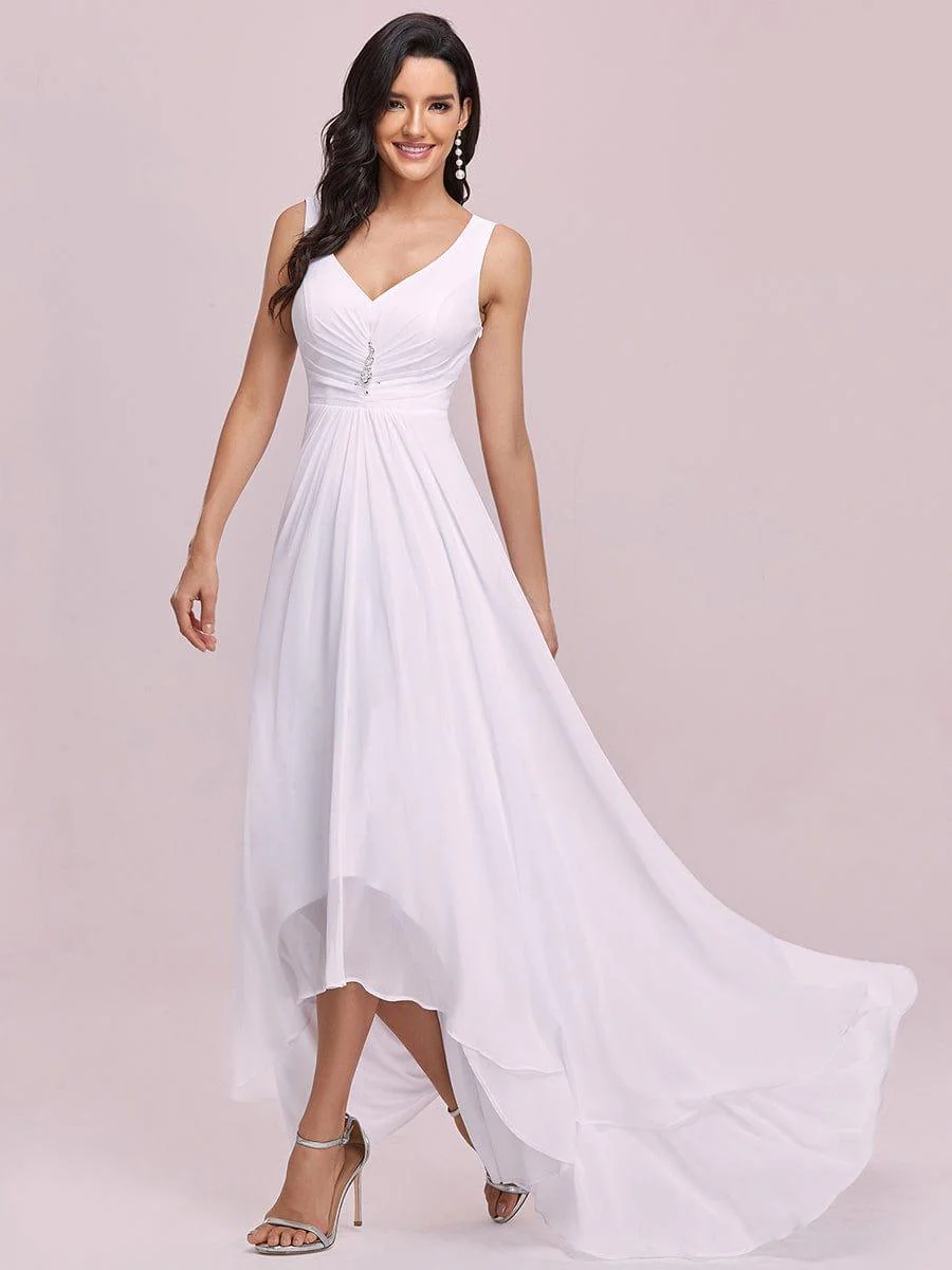V-Neck High-Low Chiffon Evening Dress(Final Sale) - Image 16