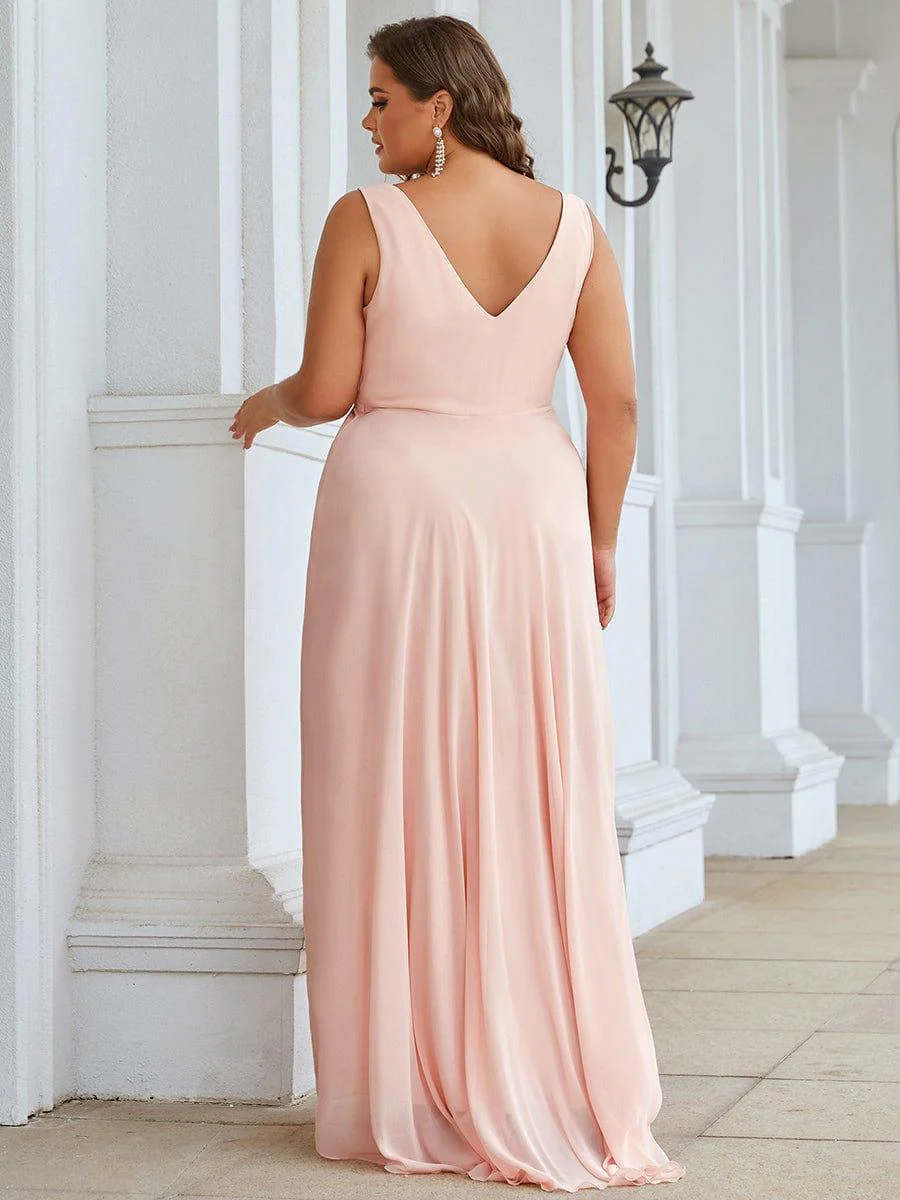 V-Neck High-Low Chiffon Evening Dress(Final Sale) - Image 8