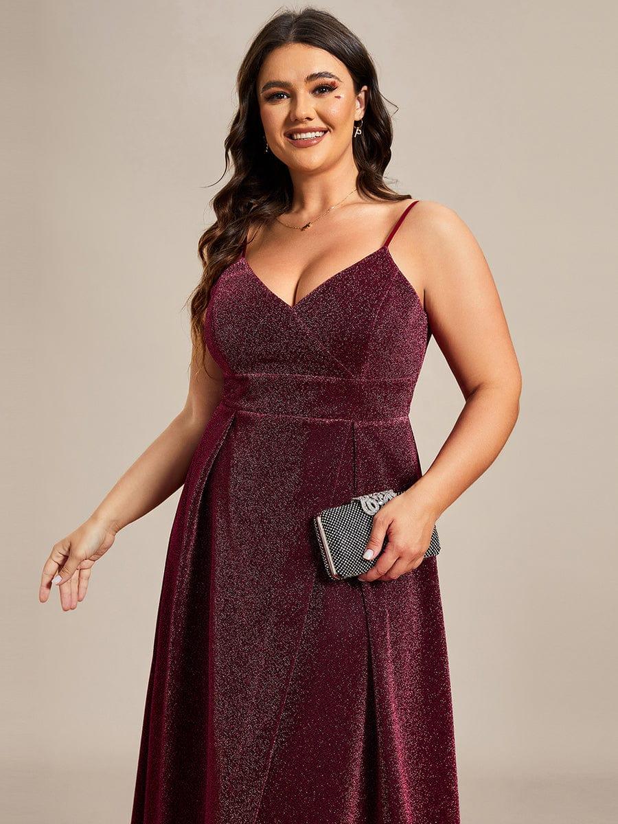 Vintage V-neck Spaghetti Straps Glitter Maxi Evening Dress(Final Sale) - Image 40