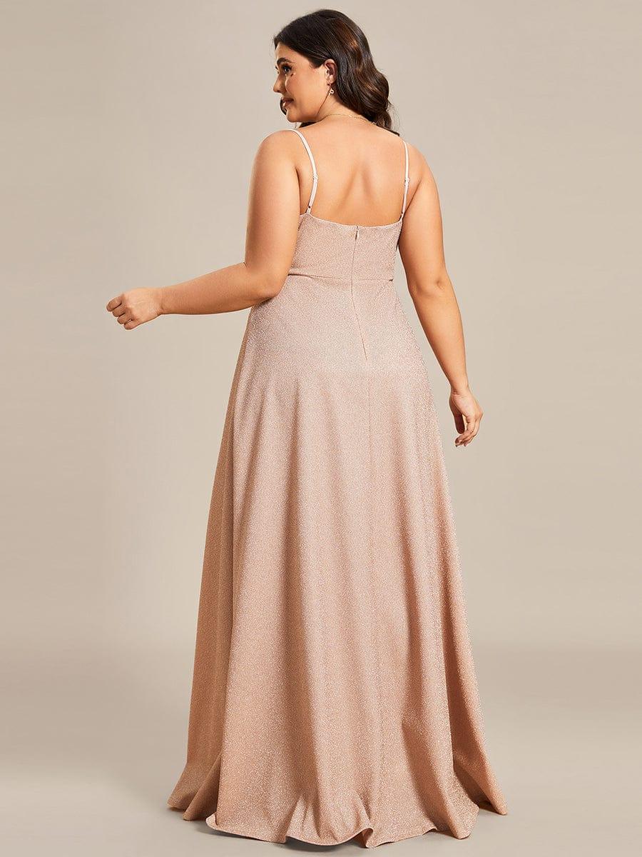 Vintage V-neck Spaghetti Straps Glitter Maxi Evening Dress(Final Sale) - Image 48