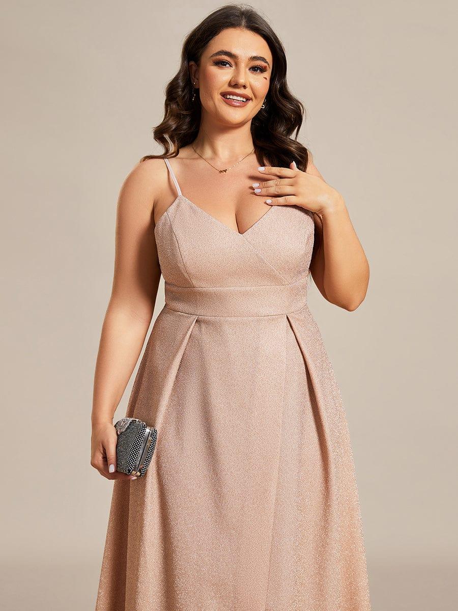 Vintage V-neck Spaghetti Straps Glitter Maxi Evening Dress(Final Sale) - Image 49