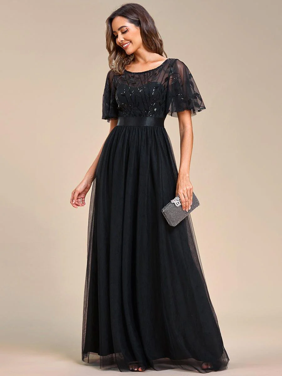 ever SAPHIR|Women's A-Line Short Sleeve Embroidery Floor Length Wedding Guest Dresses - Image 109