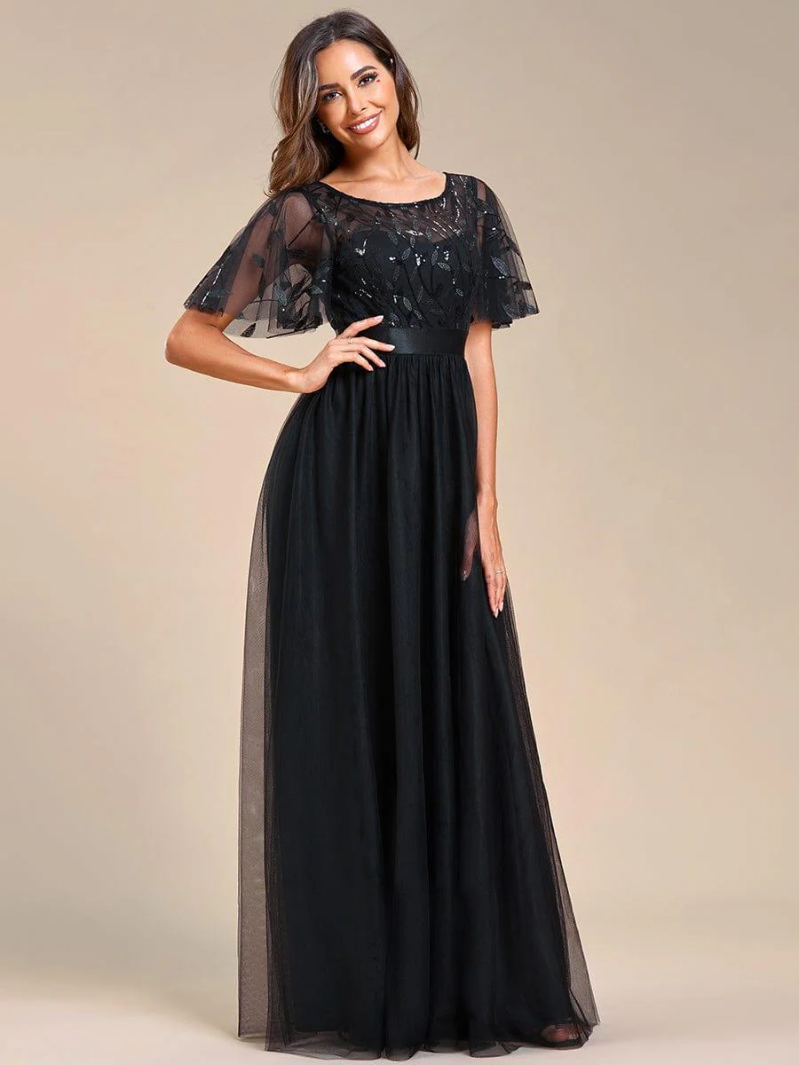 ever SAPHIR|Women's A-Line Short Sleeve Embroidery Floor Length Wedding Guest Dresses - Image 110