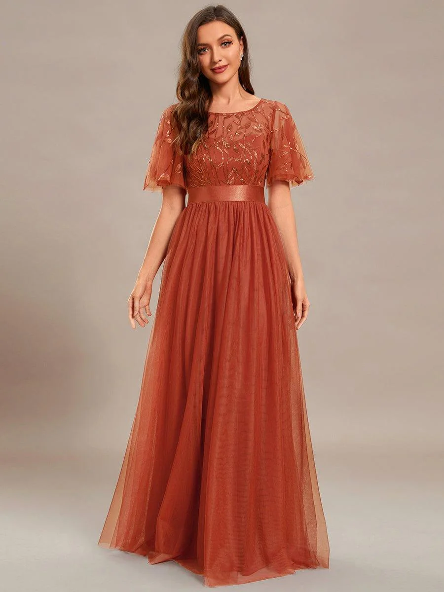 ever SAPHIR|Women's A-Line Short Sleeve Embroidery Floor Length Wedding Guest Dresses - Image 113