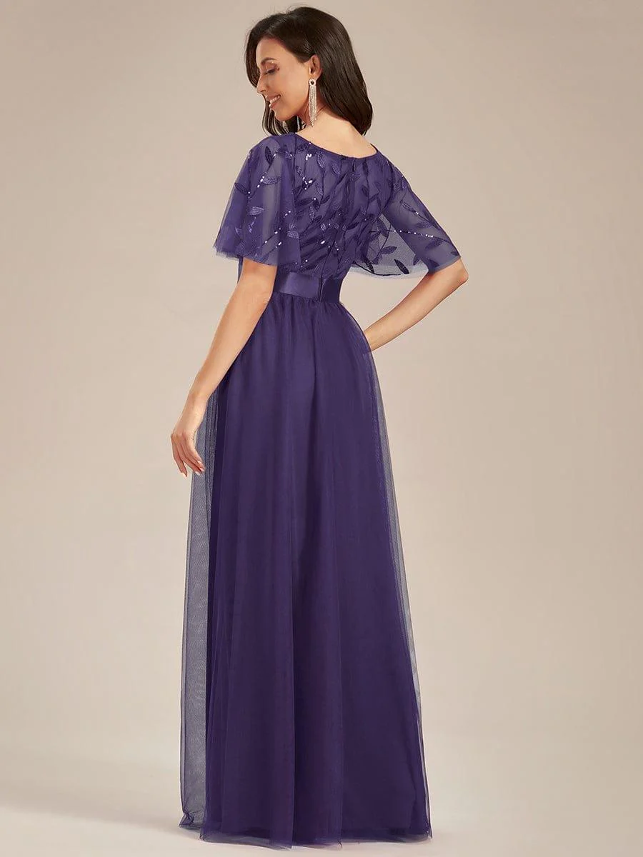 ever SAPHIR|Women's A-Line Short Sleeve Embroidery Floor Length Wedding Guest Dresses - Image 142