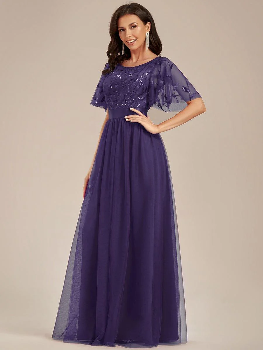 ever SAPHIR|Women's A-Line Short Sleeve Embroidery Floor Length Wedding Guest Dresses - Image 143