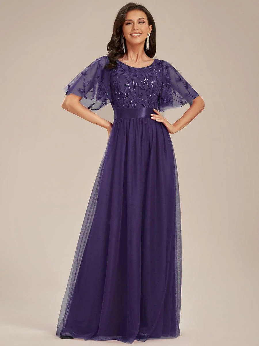 ever SAPHIR|Women's A-Line Short Sleeve Embroidery Floor Length Wedding Guest Dresses - Image 144