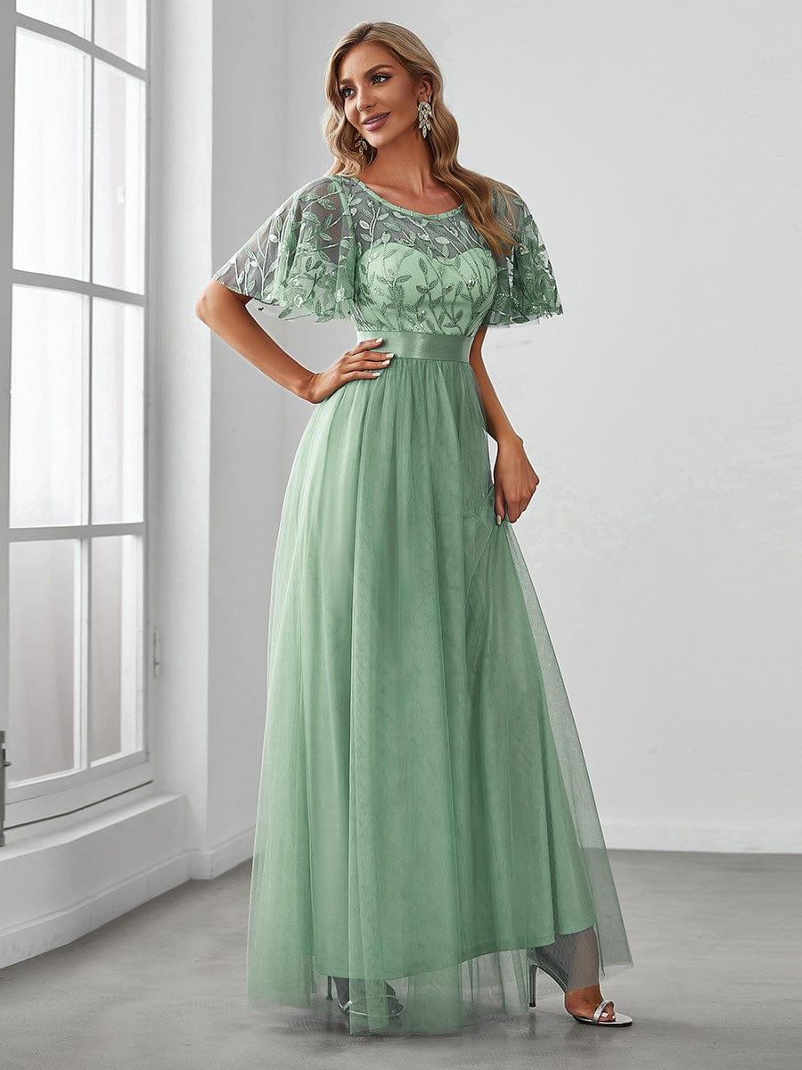 ever SAPHIR|Women's A-Line Short Sleeve Embroidery Floor Length Wedding Guest Dresses - Image 153