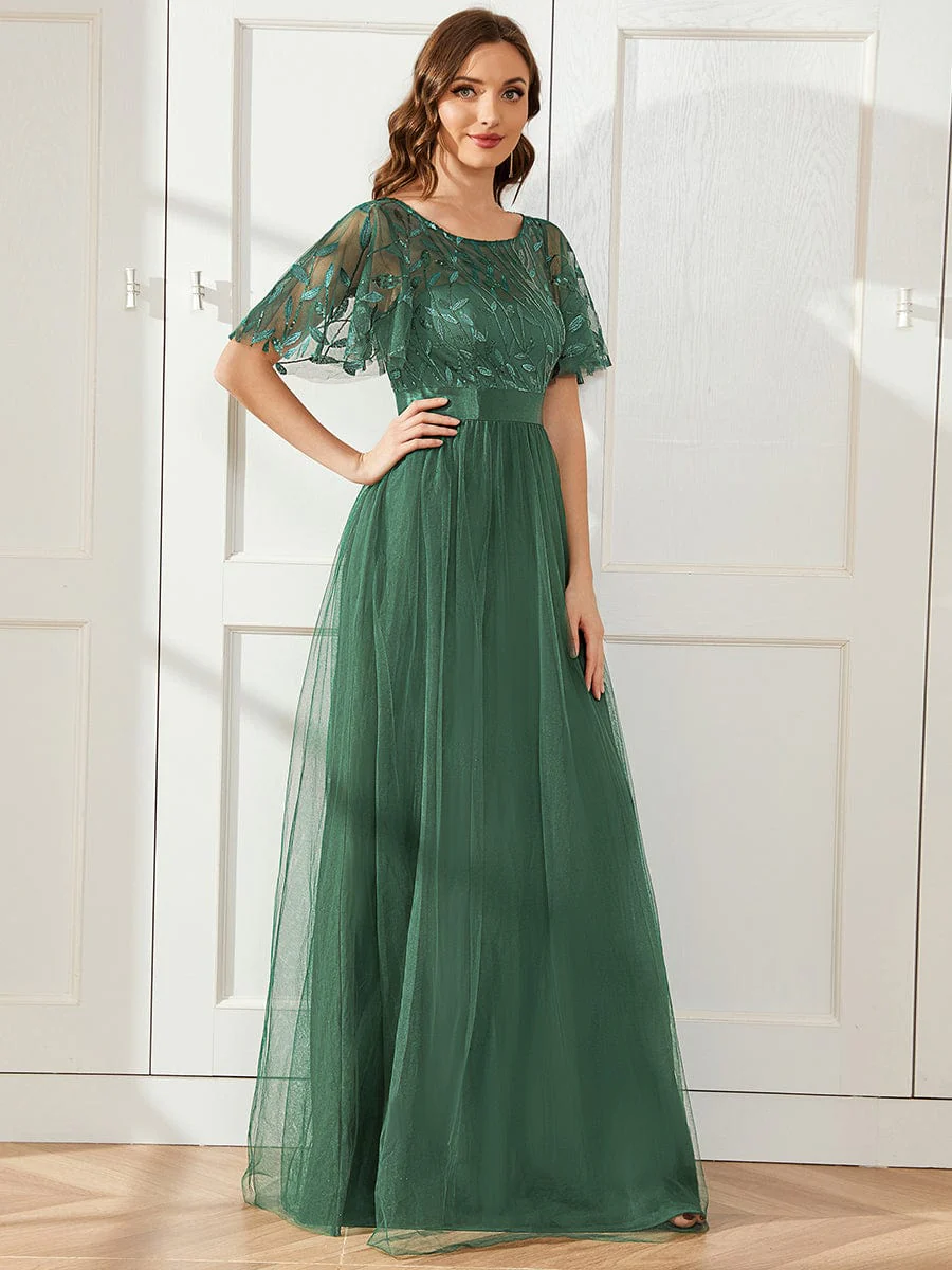 ever SAPHIR|Women's A-Line Short Sleeve Embroidery Floor Length Wedding Guest Dresses - Image 167