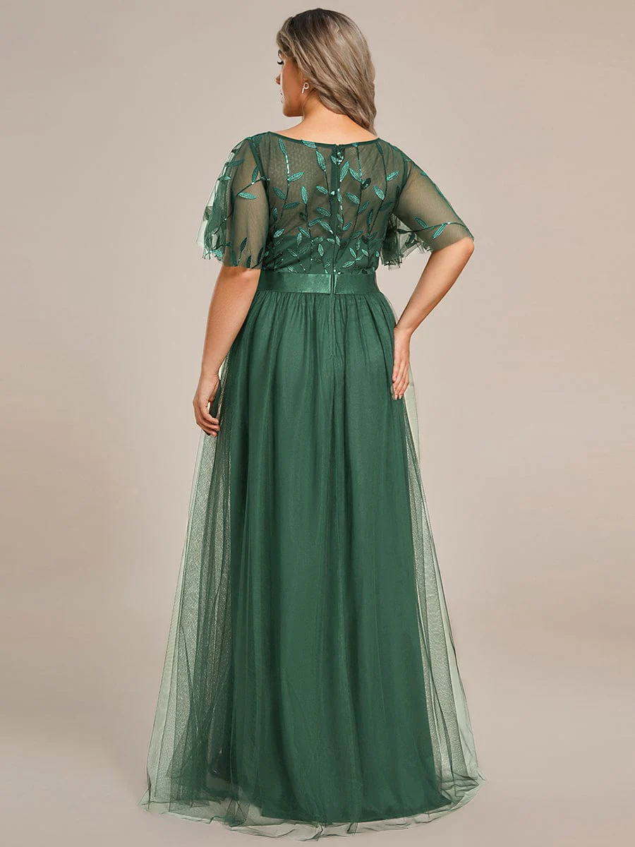 pretty SAPHIR|Plus Size Women's Embroidery Bridesmaid Dress with Short Sleeve - Image 107