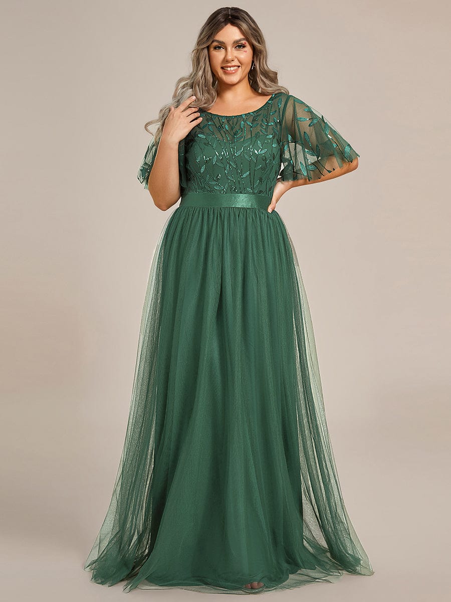 pretty SAPHIR|Plus Size Women's Embroidery Bridesmaid Dress with Short Sleeve - Image 109
