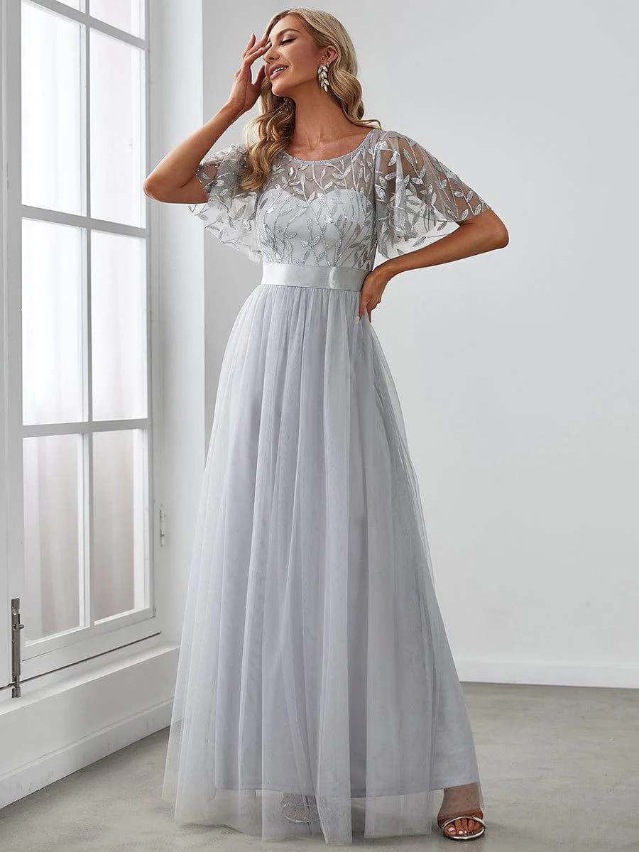 ever SAPHIR|Women's A-Line Short Sleeve Embroidery Floor Length Wedding Guest Dresses - Image 23