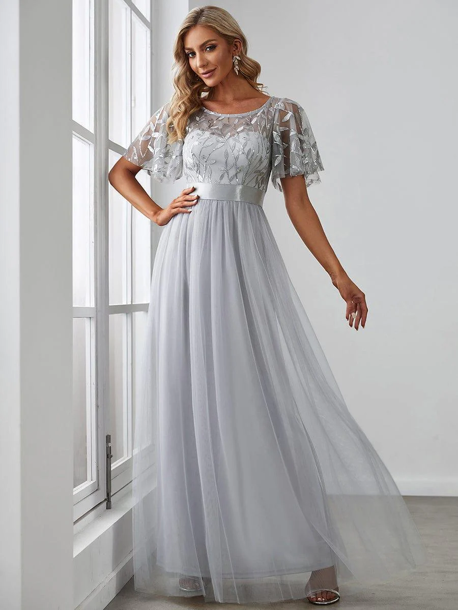 ever SAPHIR|Women's A-Line Short Sleeve Embroidery Floor Length Wedding Guest Dresses - Image 25