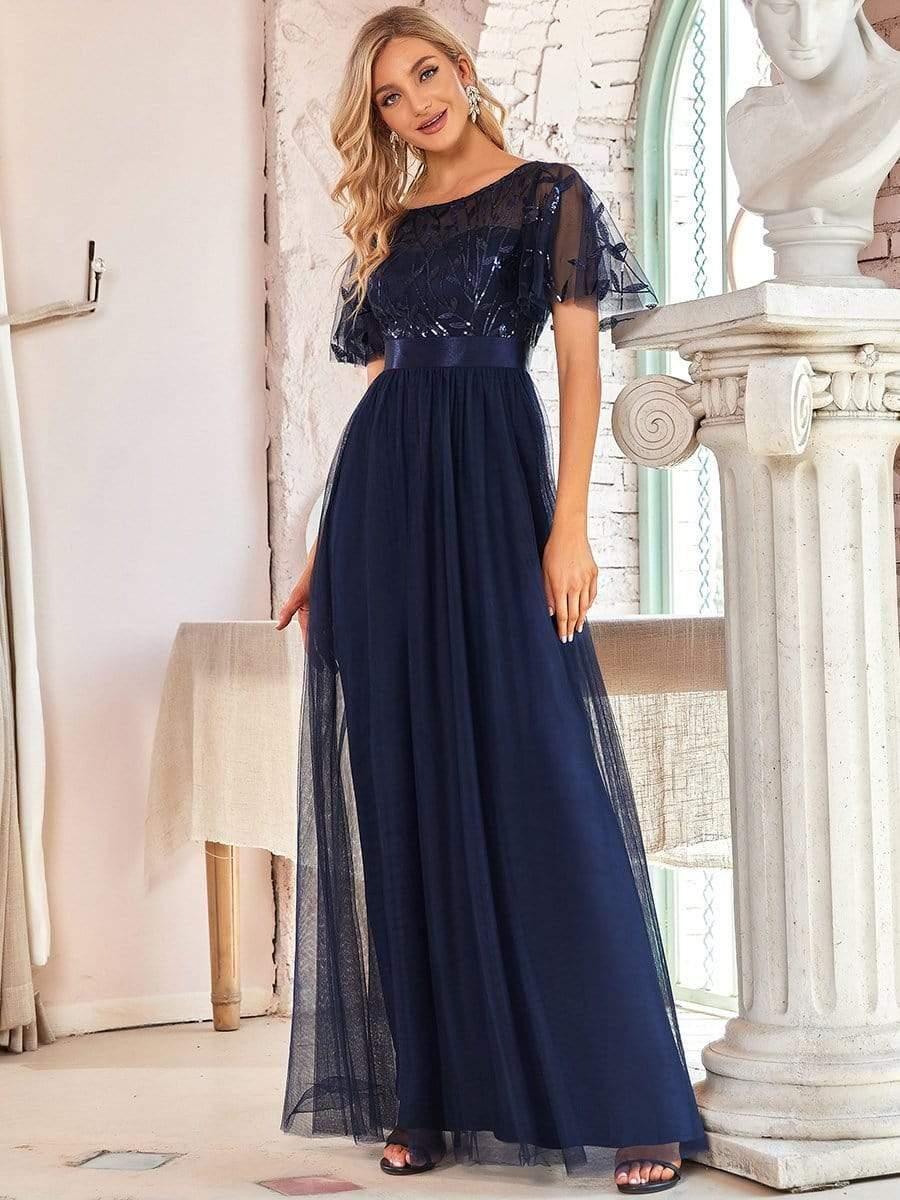 ever SAPHIR|Women's A-Line Short Sleeve Embroidery Floor Length Wedding Guest Dresses - Image 34
