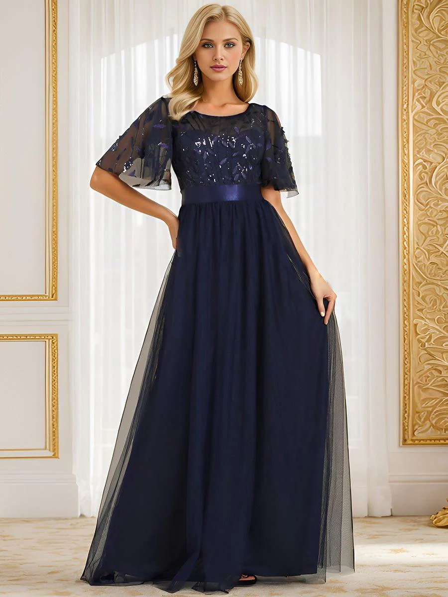 ever SAPHIR|Women's A-Line Short Sleeve Embroidery Floor Length Wedding Guest Dresses - Image 37