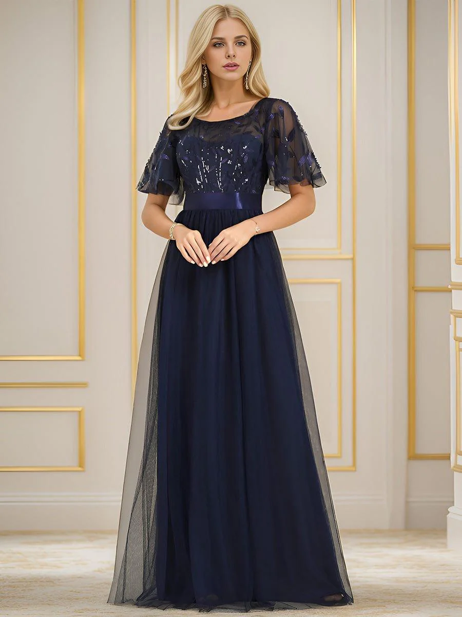 ever SAPHIR|Women's A-Line Short Sleeve Embroidery Floor Length Wedding Guest Dresses - Image 40