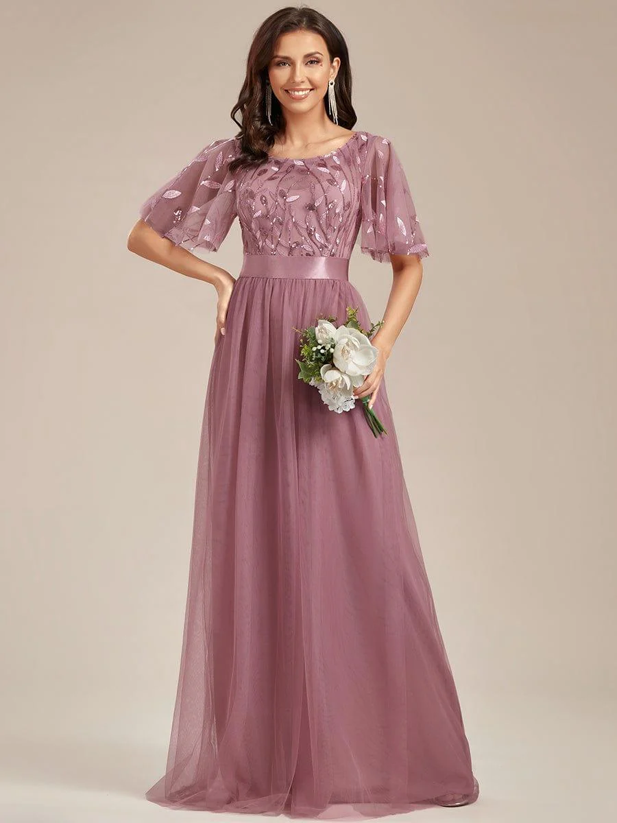 ever SAPHIR|Women's A-Line Short Sleeve Embroidery Floor Length Wedding Guest Dresses - Image 51
