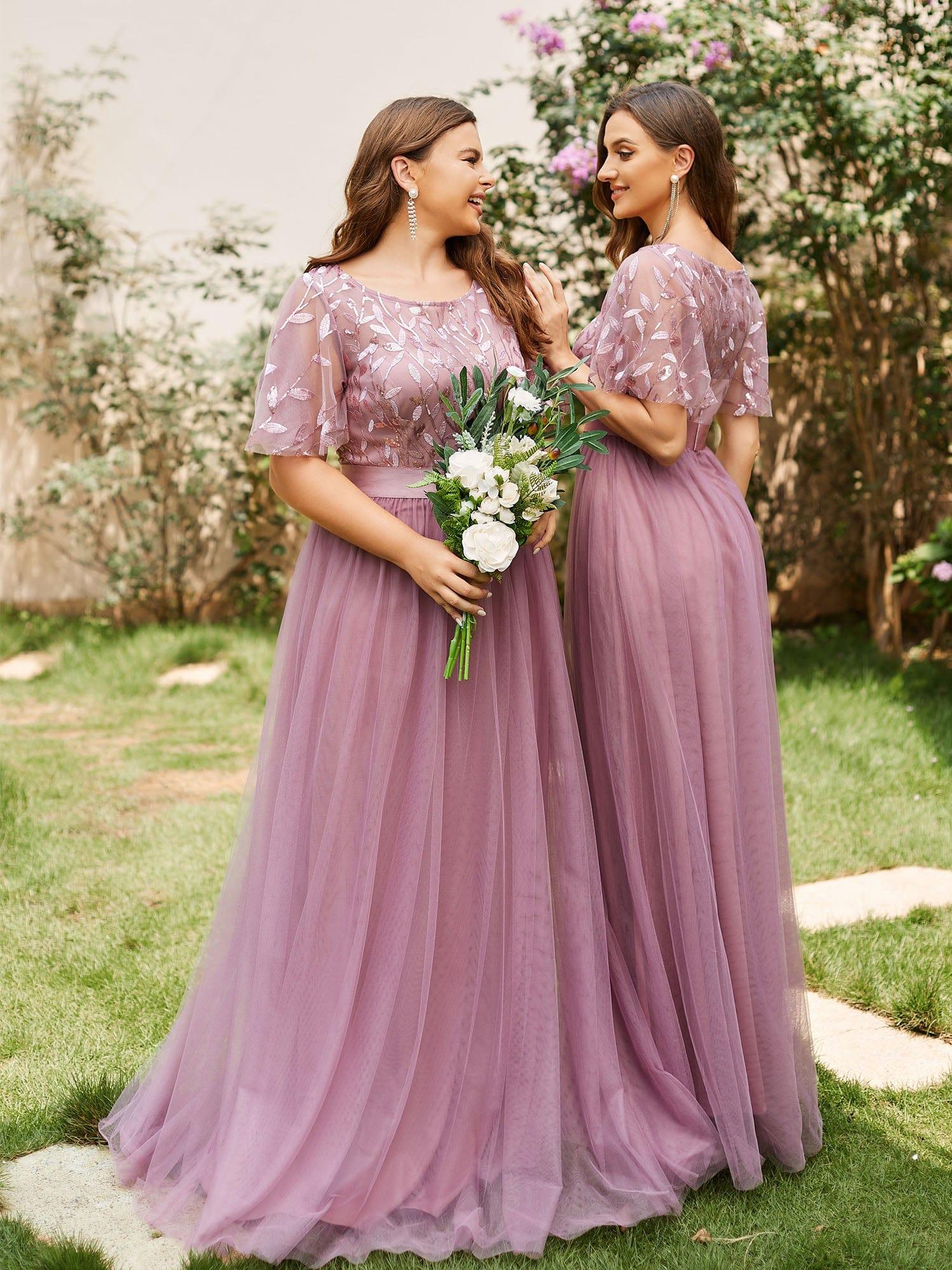 ever SAPHIR|Women's A-Line Short Sleeve Embroidery Floor Length Wedding Guest Dresses - Image 56