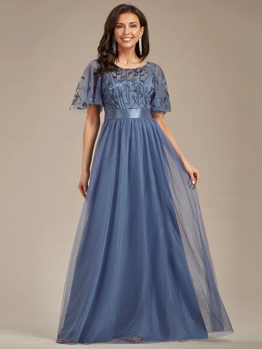 ever SAPHIR|Women's A-Line Short Sleeve Embroidery Floor Length Wedding Guest Dresses - Image 61