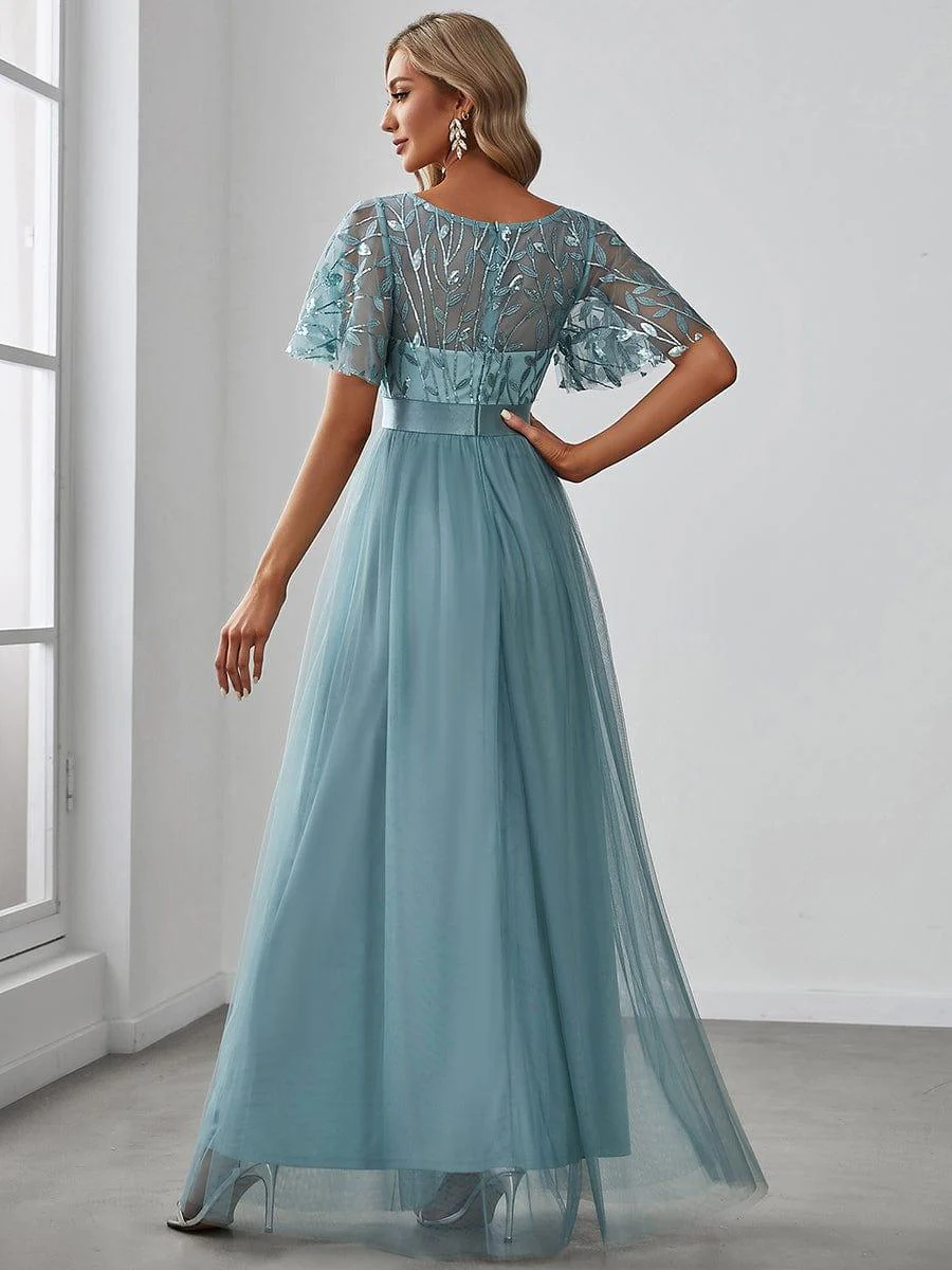 ever SAPHIR|Women's A-Line Short Sleeve Embroidery Floor Length Wedding Guest Dresses - Image 68