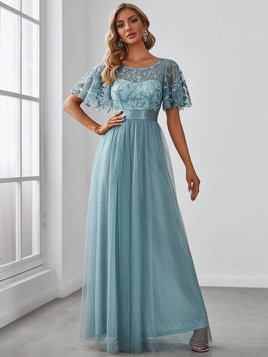 ever SAPHIR|Women's A-Line Short Sleeve Embroidery Floor Length Wedding Guest Dresses - Image 70