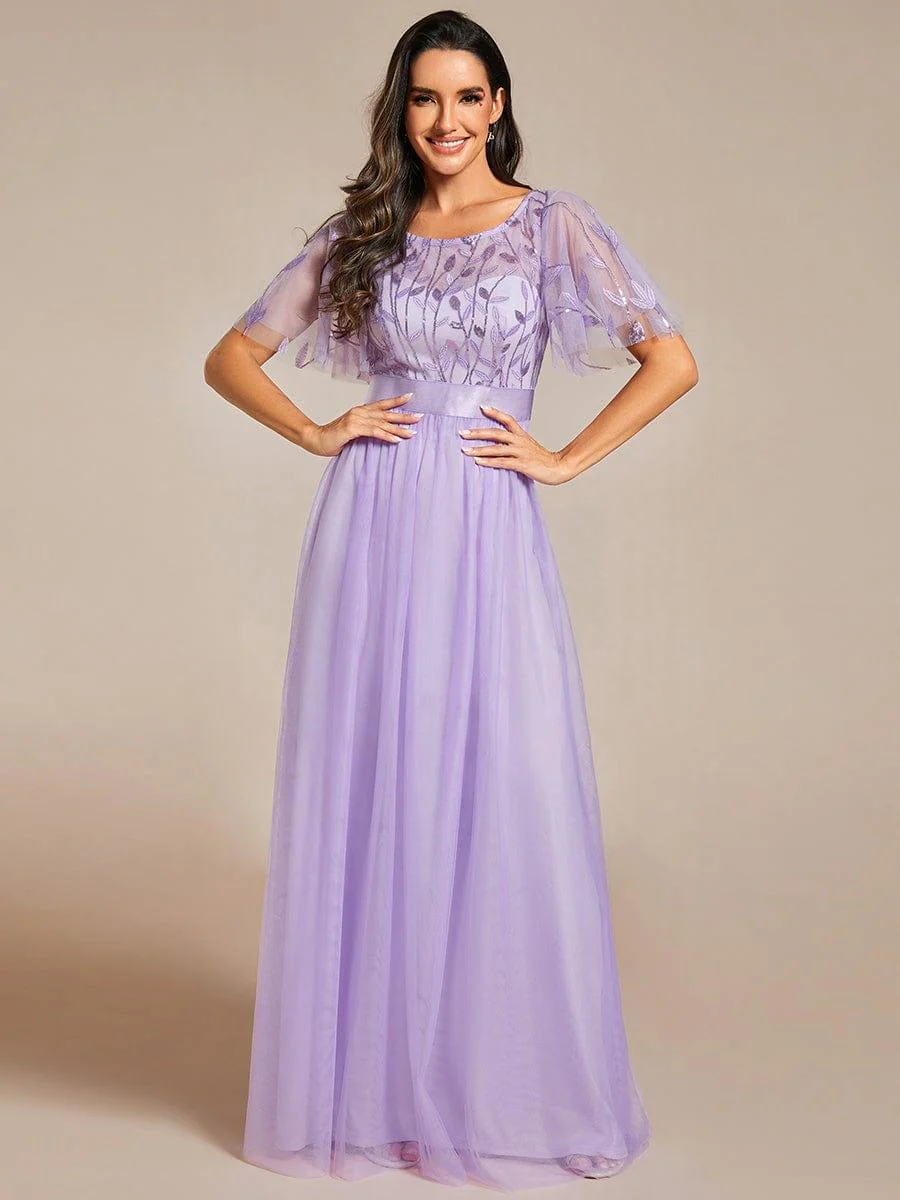 ever SAPHIR|Women's A-Line Short Sleeve Embroidery Floor Length Wedding Guest Dresses - Image 76