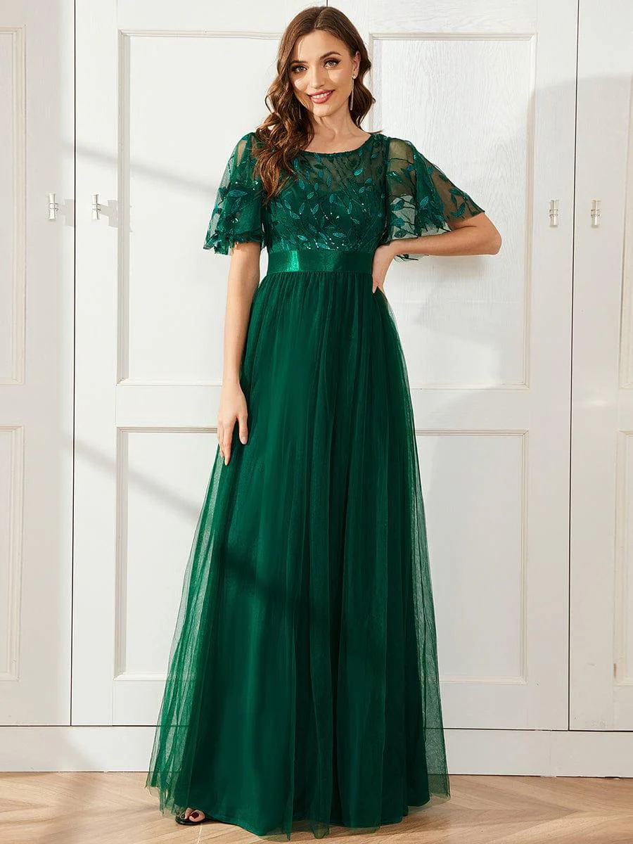 ever SAPHIR|Women's A-Line Short Sleeve Embroidery Floor Length Wedding Guest Dresses - Image 90