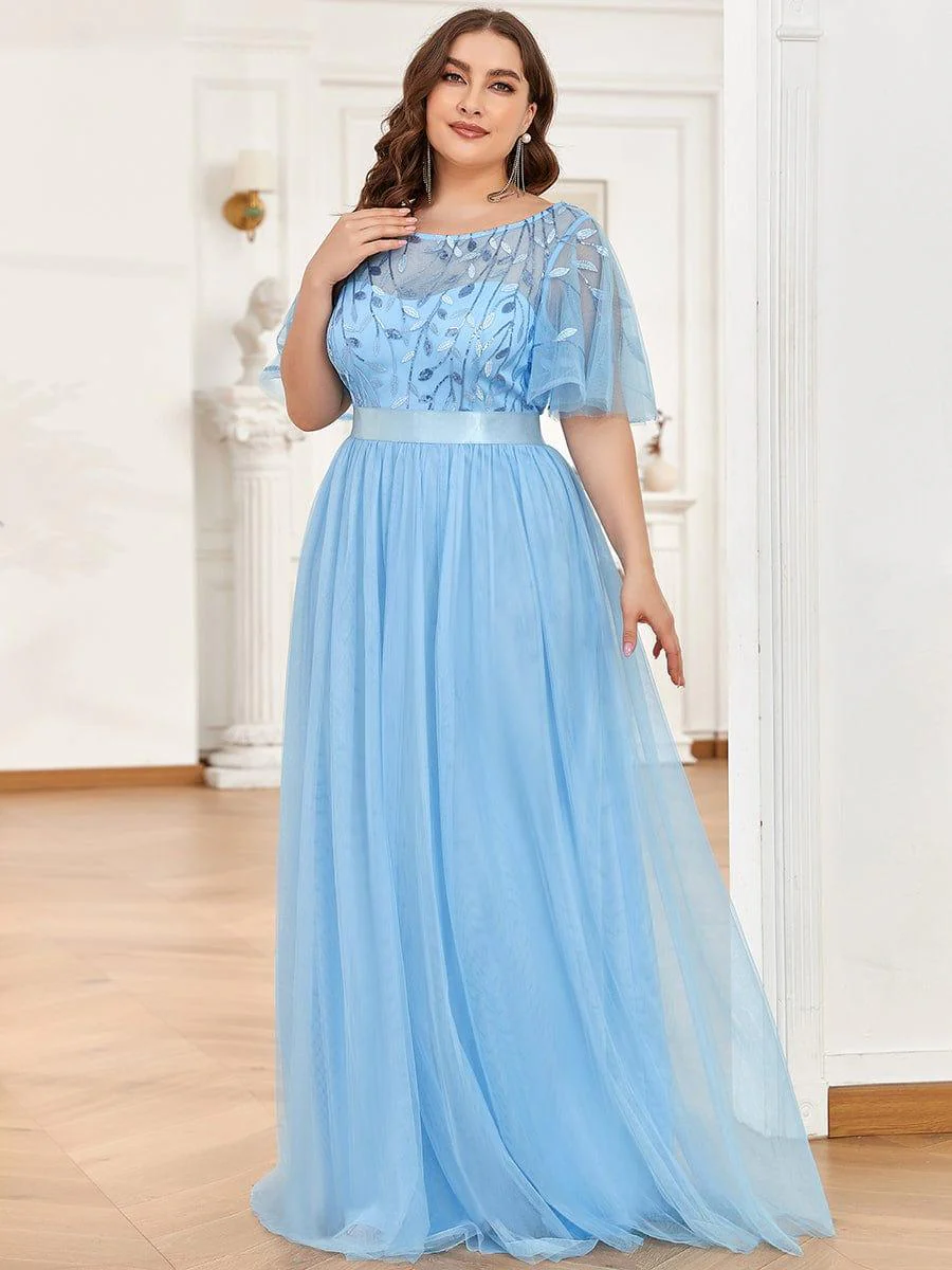 ever SAPHIR|Women's A-Line Short Sleeve Embroidery Floor Length Wedding Guest Dresses - Image 98