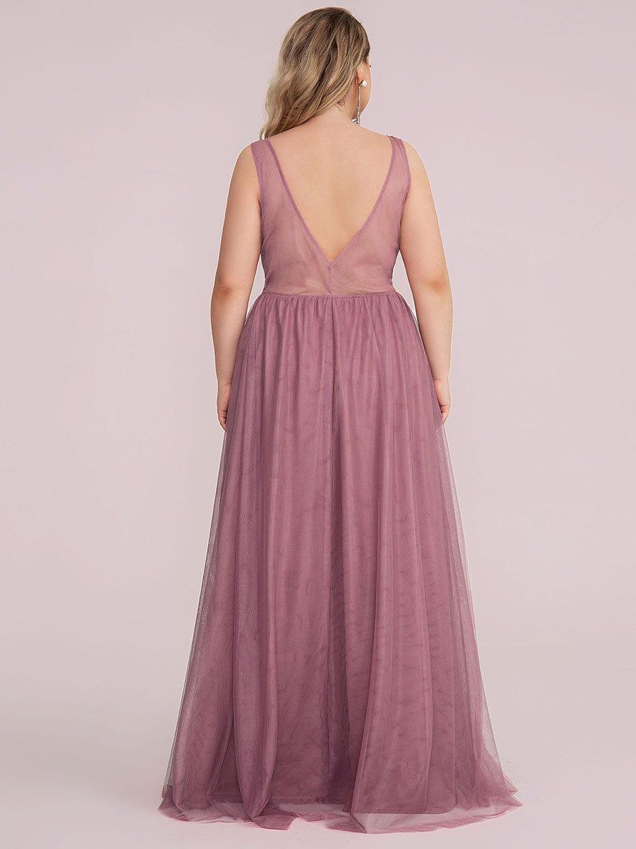 Women's A-Line V-Neck Floral Lace Appliques Bridesmaid Dress(Final Sale) - Image 6