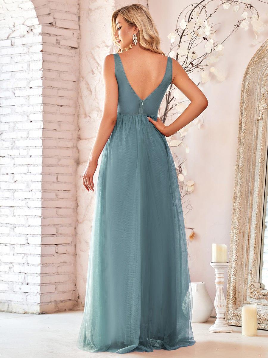 Women's A-Line V-Neck Floral Lace Appliques Bridesmaid Dress(Final Sale) - Image 9