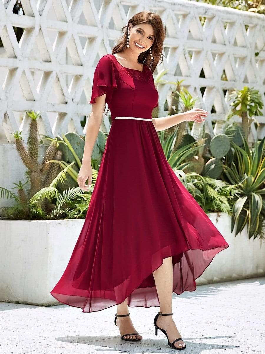 Women's Casual Boat Neck A-Line Midi Dress with Irregular Hem(Final Sale) - Image 10