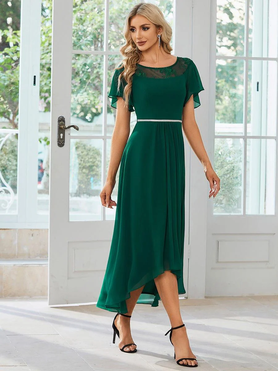 Women's Casual Boat Neck A-Line Midi Dress with Irregular Hem(Final Sale) - Image 33